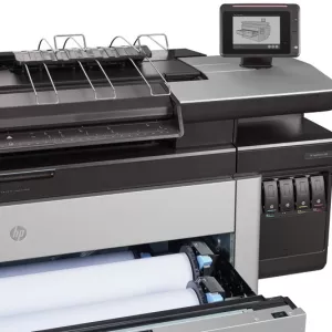 HP PageWide XL 4000 close up of media drawer and inks